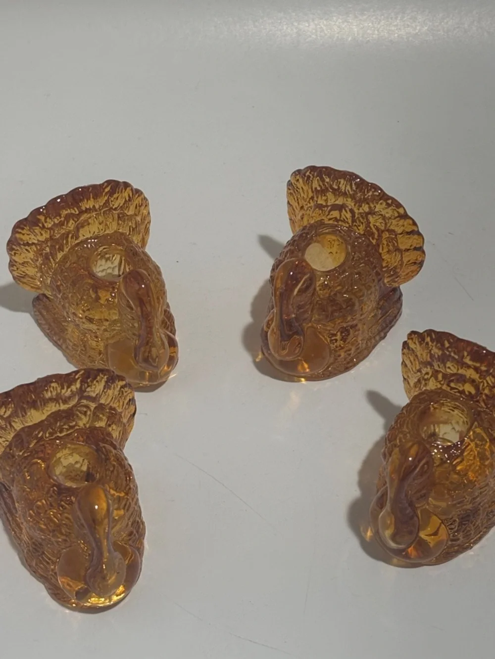Williams Sonoma Amber Glass Turkey candle holders